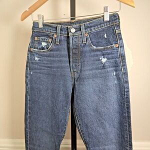 Levi's 501 Premium Original Jeans Womens 25x28 Distressed Button Fly 100% Cotton
